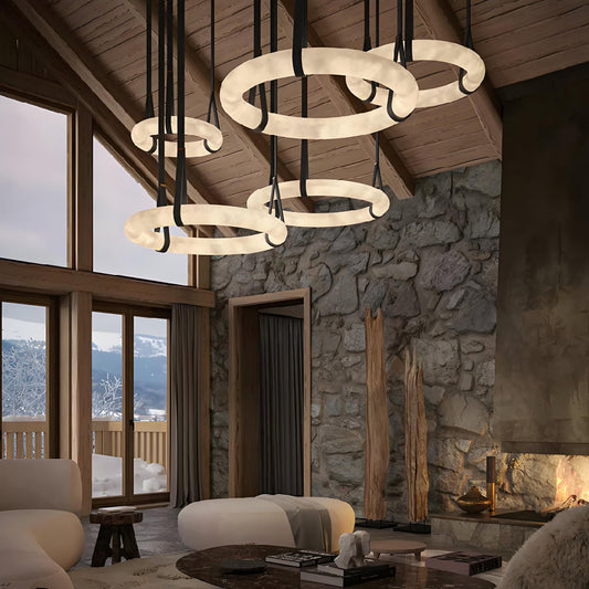 Alabaster Oslo Round Art Chandelier: A poetic blend of natural materials and modern design