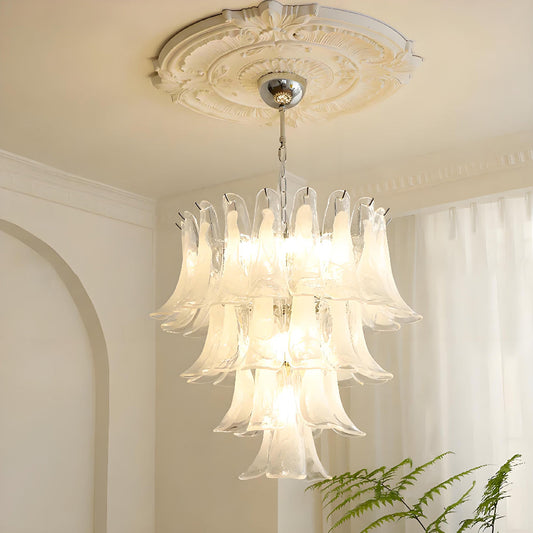Frozen Bloom: Murano Petal Chandelier Brings the Garden Indoors