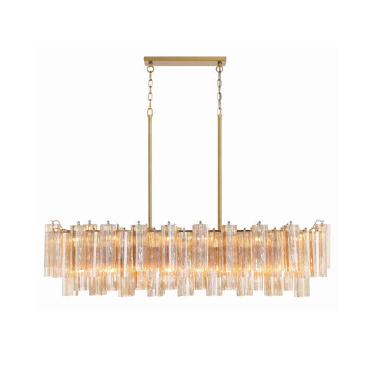 Addis Linear Chandelier with layered clear glass rods
