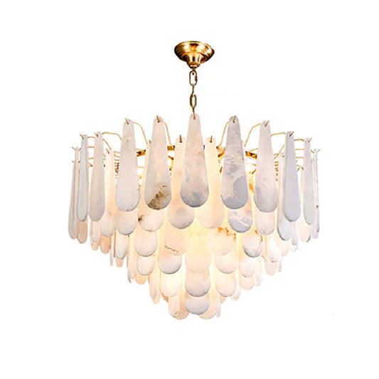 Culoud Alabaster Hallway Chandelier with tiered pale panels