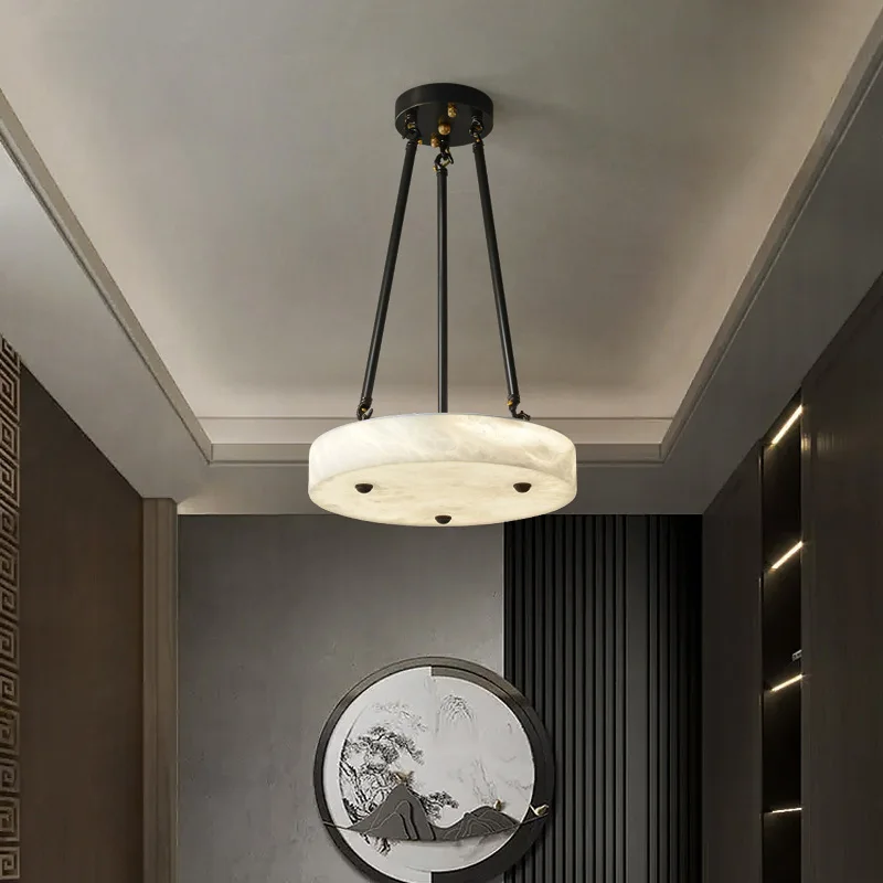 Hanging tray alabaster chandelier