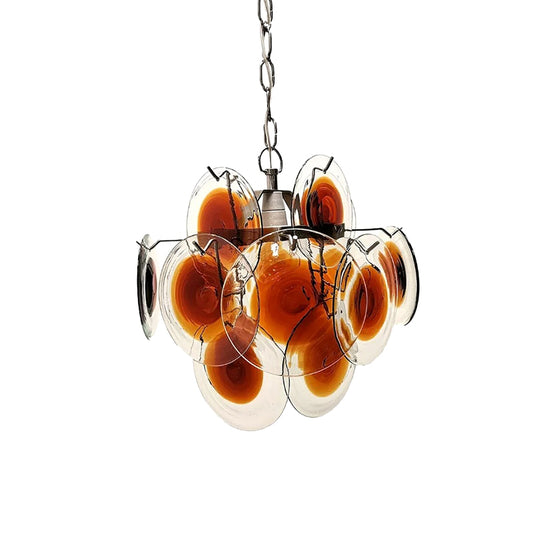 Vintage Murano Amber Disc Chandelier
