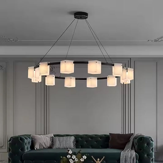 Diamond Shaped Alabaster Chandelier