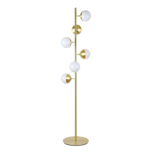 Spherical golden floor lamp