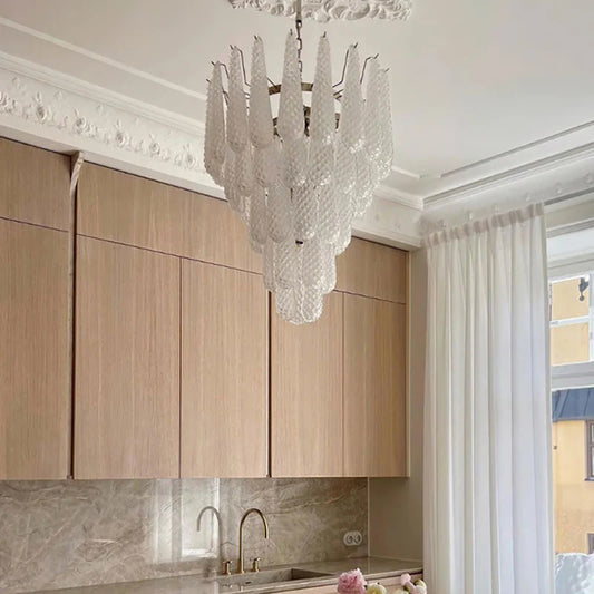Clear Murano glass petal chandelier