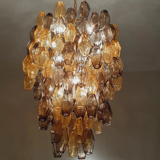 Poliedro Murano glass colored chandelier
