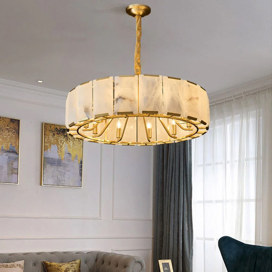 Round Modern Alabaster Chandelier