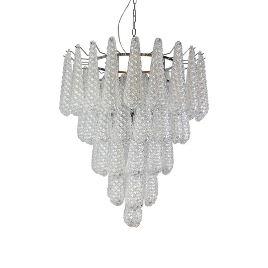 Clear Murano glass petal chandelier