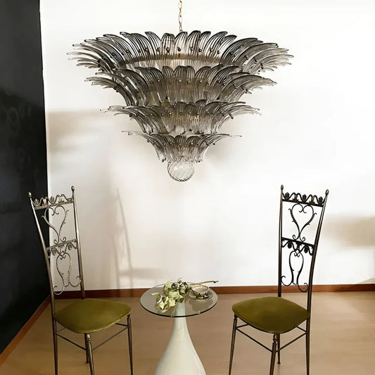 Smoked Murano Glass Palm Chandelier