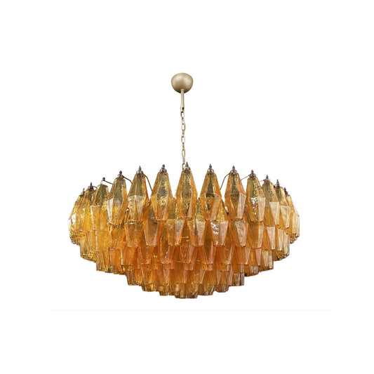 Murano faceted amber glass chandelier