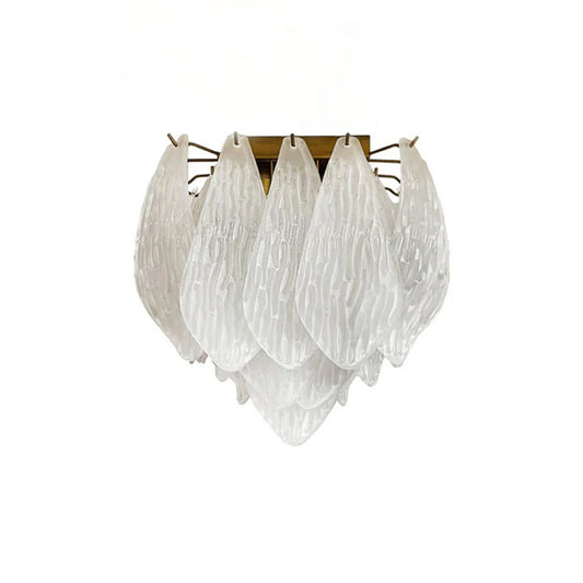 Vintage Murano Frosted Glass Leaf Ceiling Lamp