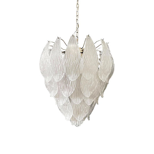 Murano frosted cut glass leaf chandelier