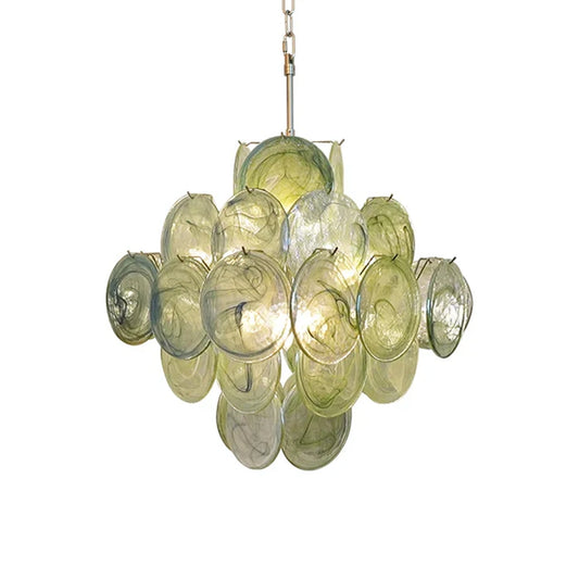 Vintage Murano Green Plate Chandelier