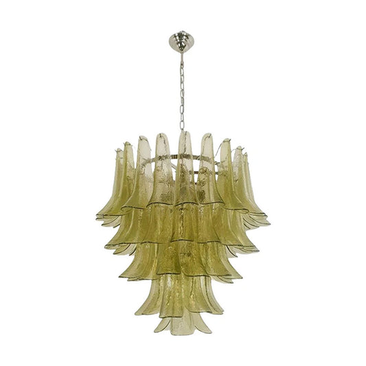 Green Murano glass petal chandelier