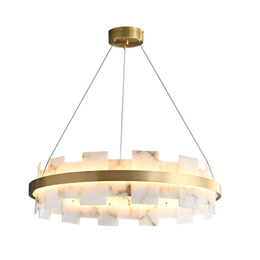 Alabaster Halo Brass Chandelier