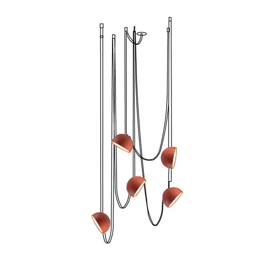 Light Rail Semispheres Leather Chandelier