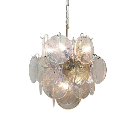 Vintage Murano iridescent glass disc chandelier