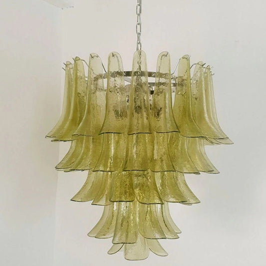 Green Murano glass petal chandelier