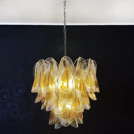Italian Murano Amber Glass Chandelier