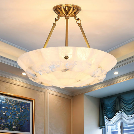Bowl-Shaped Alabaster Chandelier