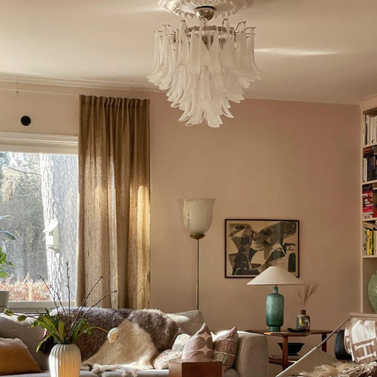 Large white petal Murano chandelier