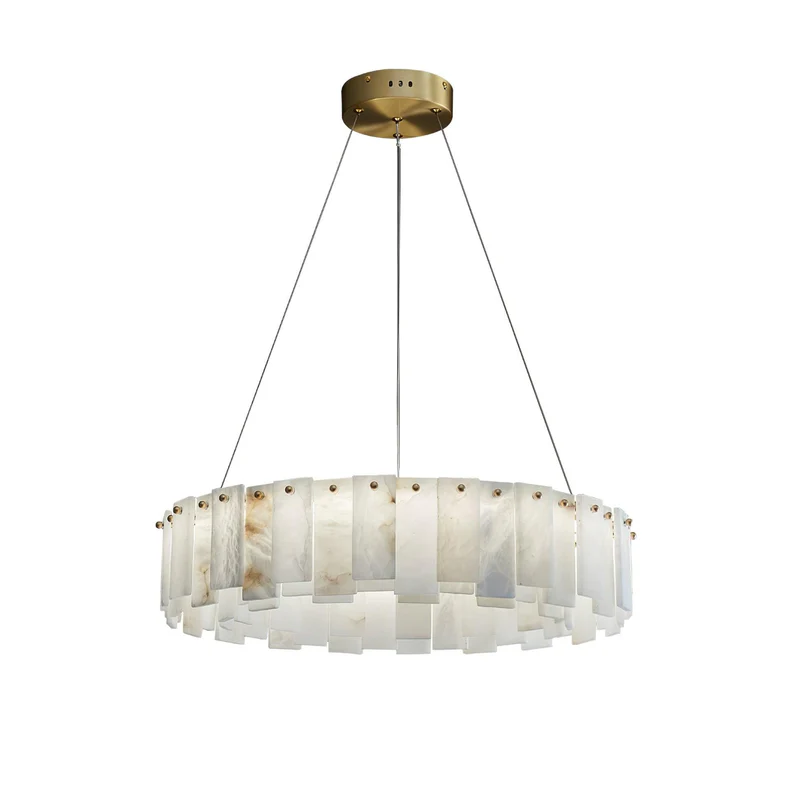 Modern Alabaster Celestial Round Chandelier