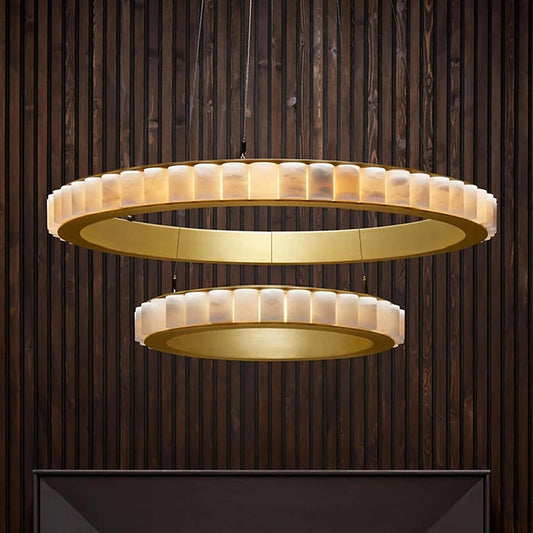 Ring-shaped alabaster chandelier