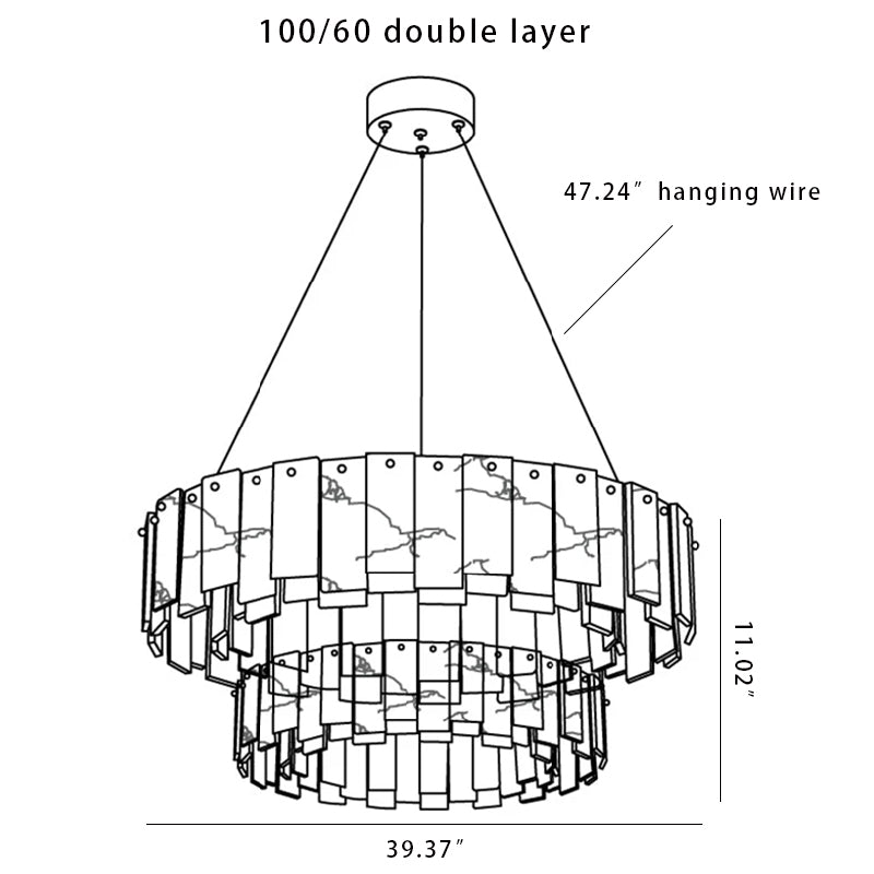 Modern Alabaster Celestial Round Chandelier