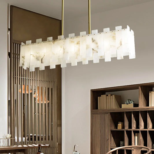 Alabaster Rectangular Linear Chandelier