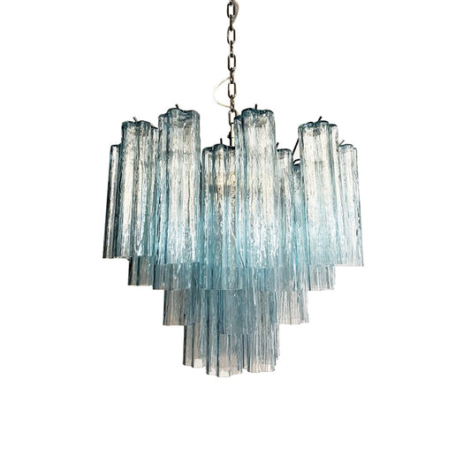 Murano blue glass tube chandelier