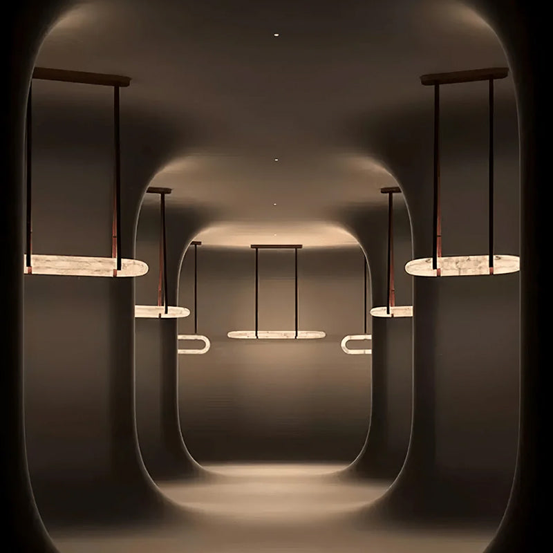 Round Alabaster Chandelier