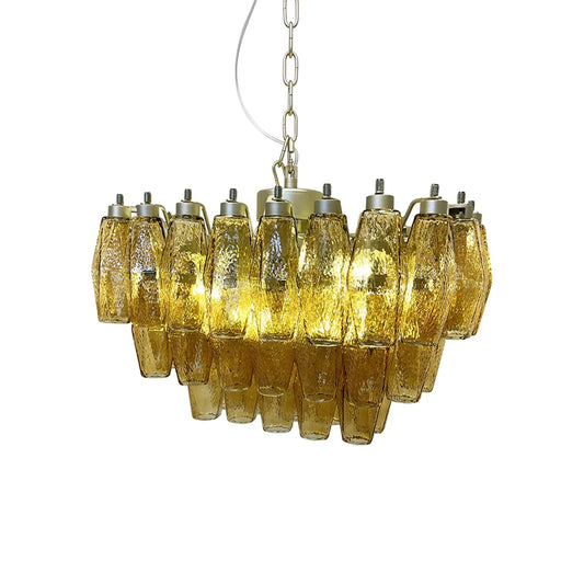 Poliedri Murano amber chandelier