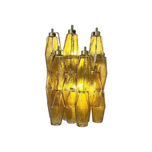 Murano Poriedri amber glass wall light