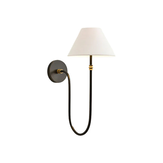 Retro white fabric swan neck wall lamp