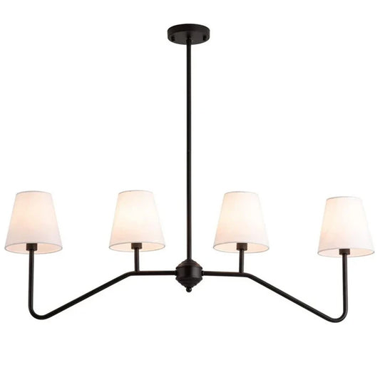 Retro wrought iron multi-head curved rod chandelier