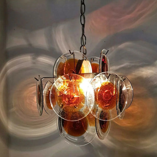 Vintage Murano Amber Disc Chandelier