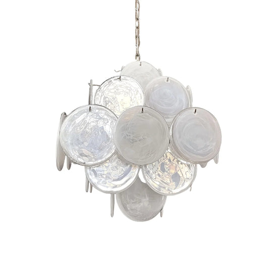 White Murano Disc Chandelier