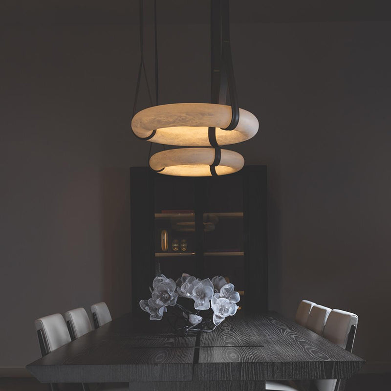 Alabaster Oslo Round Art Chandelier