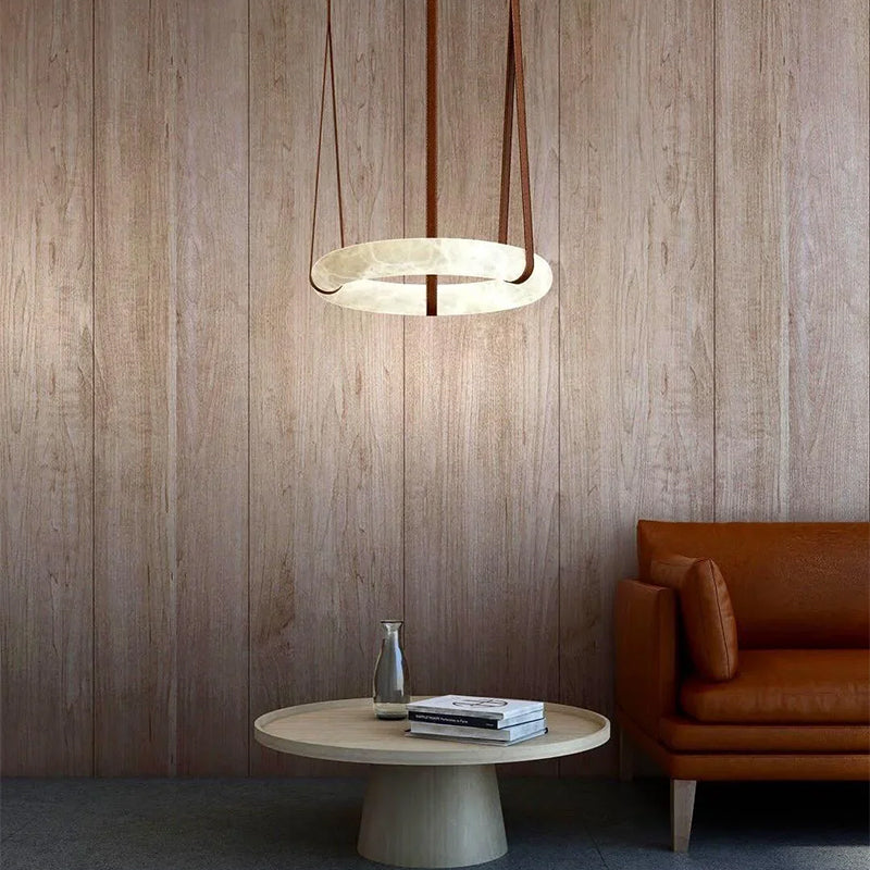 Alabaster Oslo Round Art Chandelier
