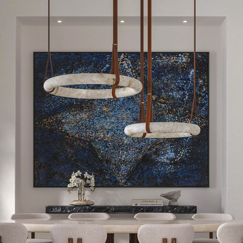 Alabaster Oslo Round Art Chandelier