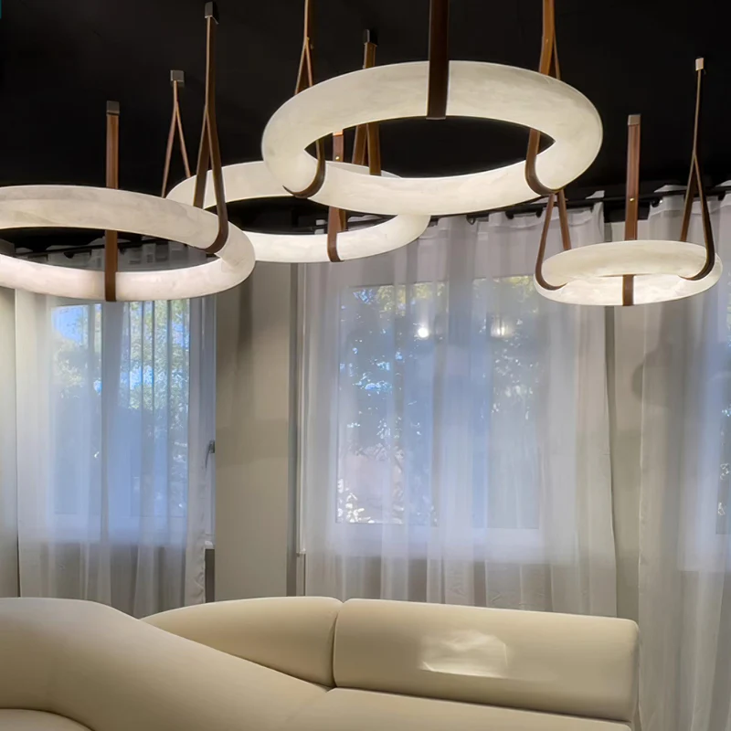 Alabaster Oslo Round Art Chandelier