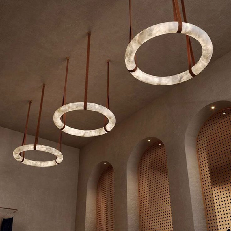 Alabaster Oslo Round Art Chandelier