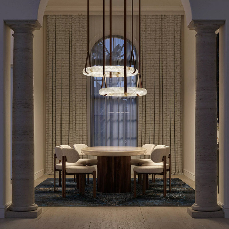 Alabaster Oslo Round Art Chandelier