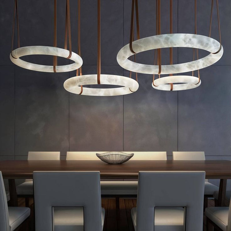 Alabaster Oslo Round Art Chandelier