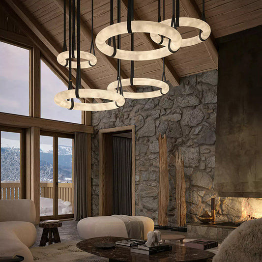 Alabaster Oslo Round Art Chandelier