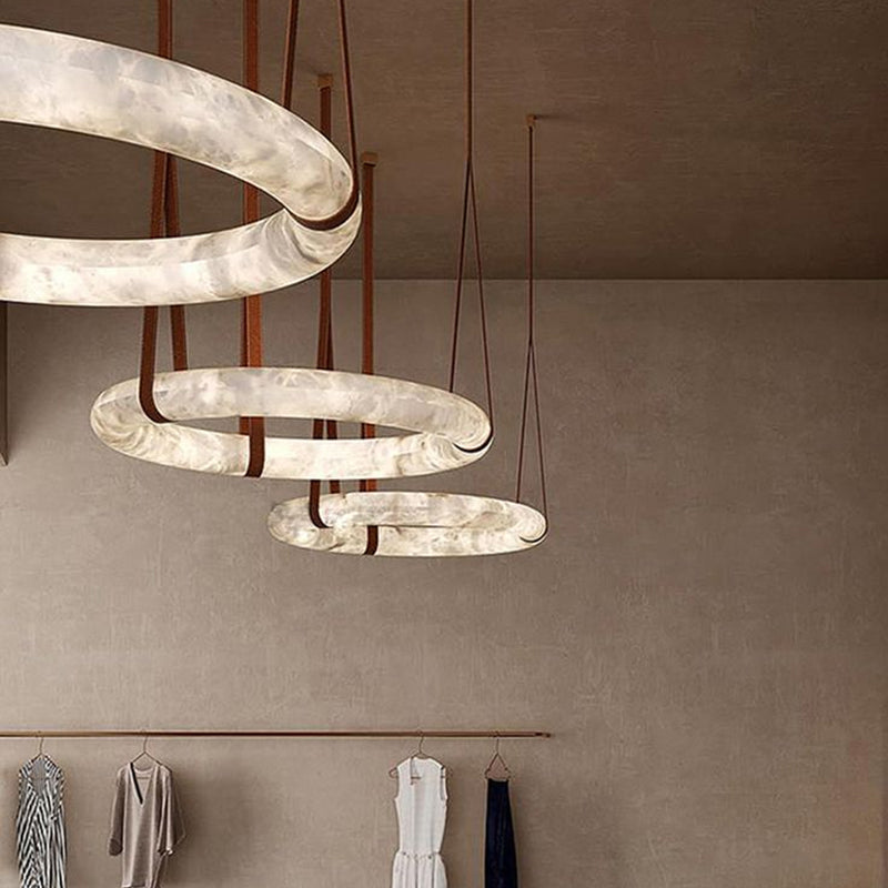 Alabaster Oslo Round Art Chandelier