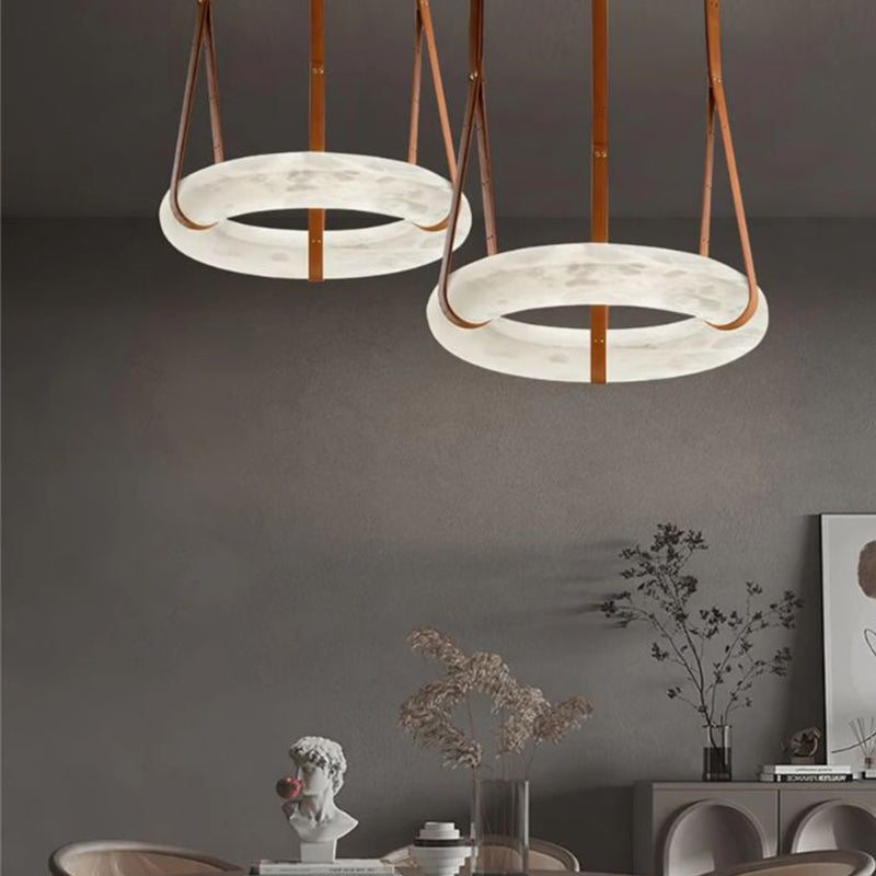 Alabaster Oslo Round Art Chandelier