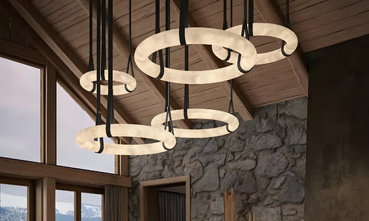 Alabaster Oslo Round Art Chandelier: A poetic blend of natural materials and modern design