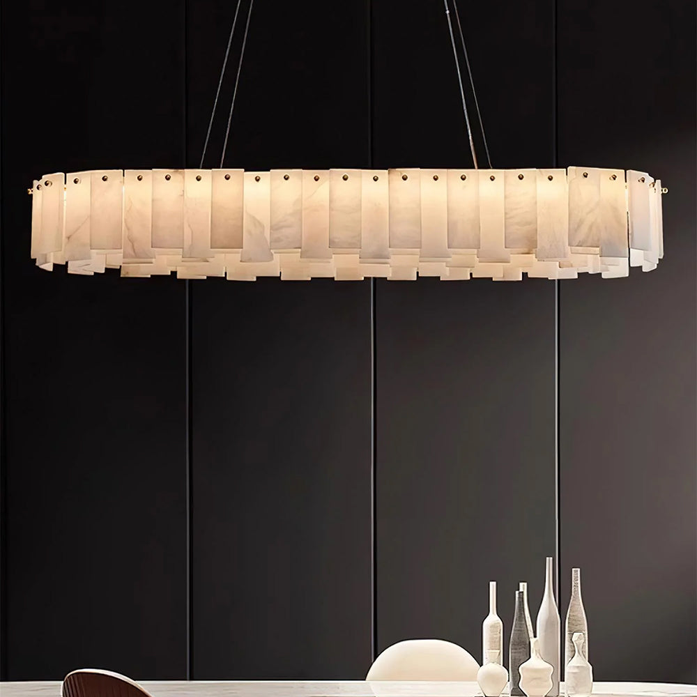 Alabaster Round Chandelier: Moonlight Floating in the Air