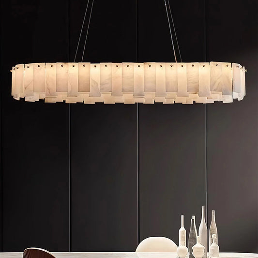 Alabaster Round Chandelier: Moonlight Floating in the Air